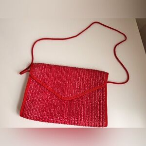Vintage 80s Waves Woven red bag